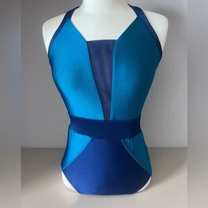 Ilogear Colorblock Teal & Navy Dance Leotard - Size Adult Small
